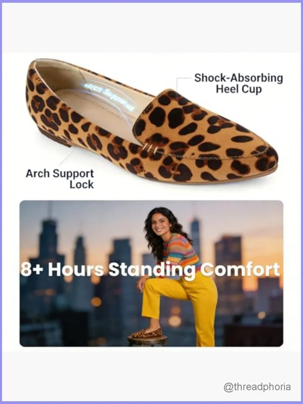 Pointed Toe Flats for Women, Comfortable Work Shoes, Slip On Loafers with Arch